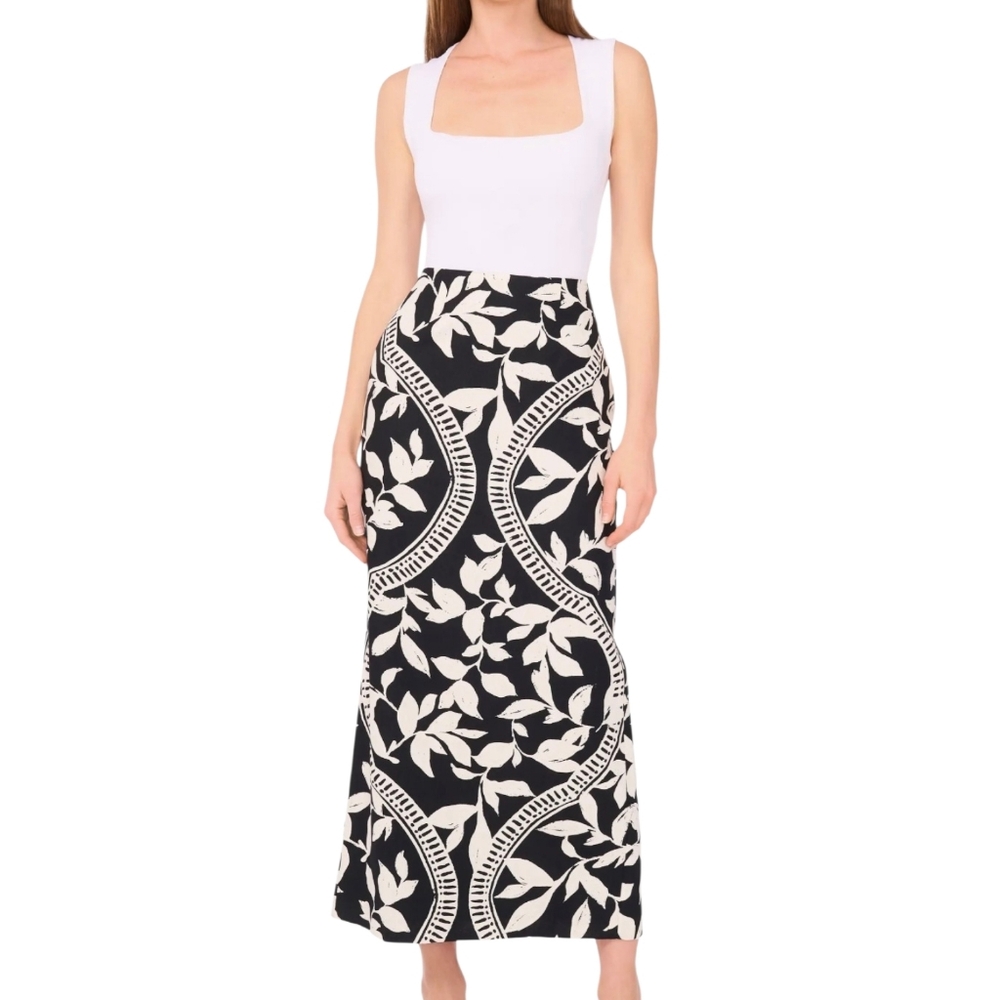 Parker Kiley Straight Midi Cotton Linen Blend Boho Skirt Sz8